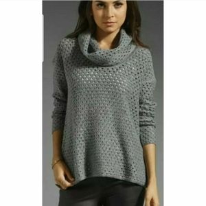 JAMES PERSE Open Knit Sweater Cowl Neck Grey Alpaca And Wool Women’s Size 2